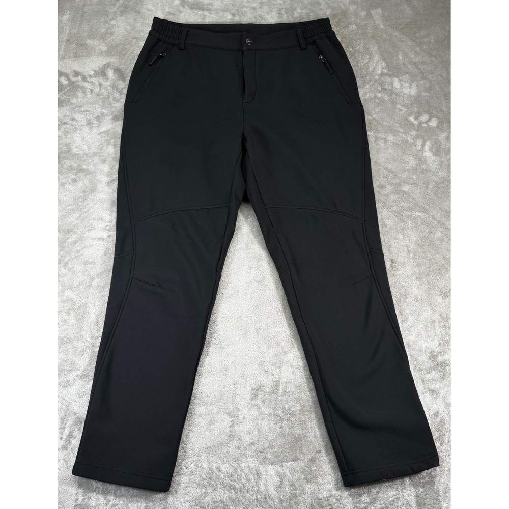 TSLA Hiking Pants Women 12/R Black Fleece Lined Softshell Outdoor